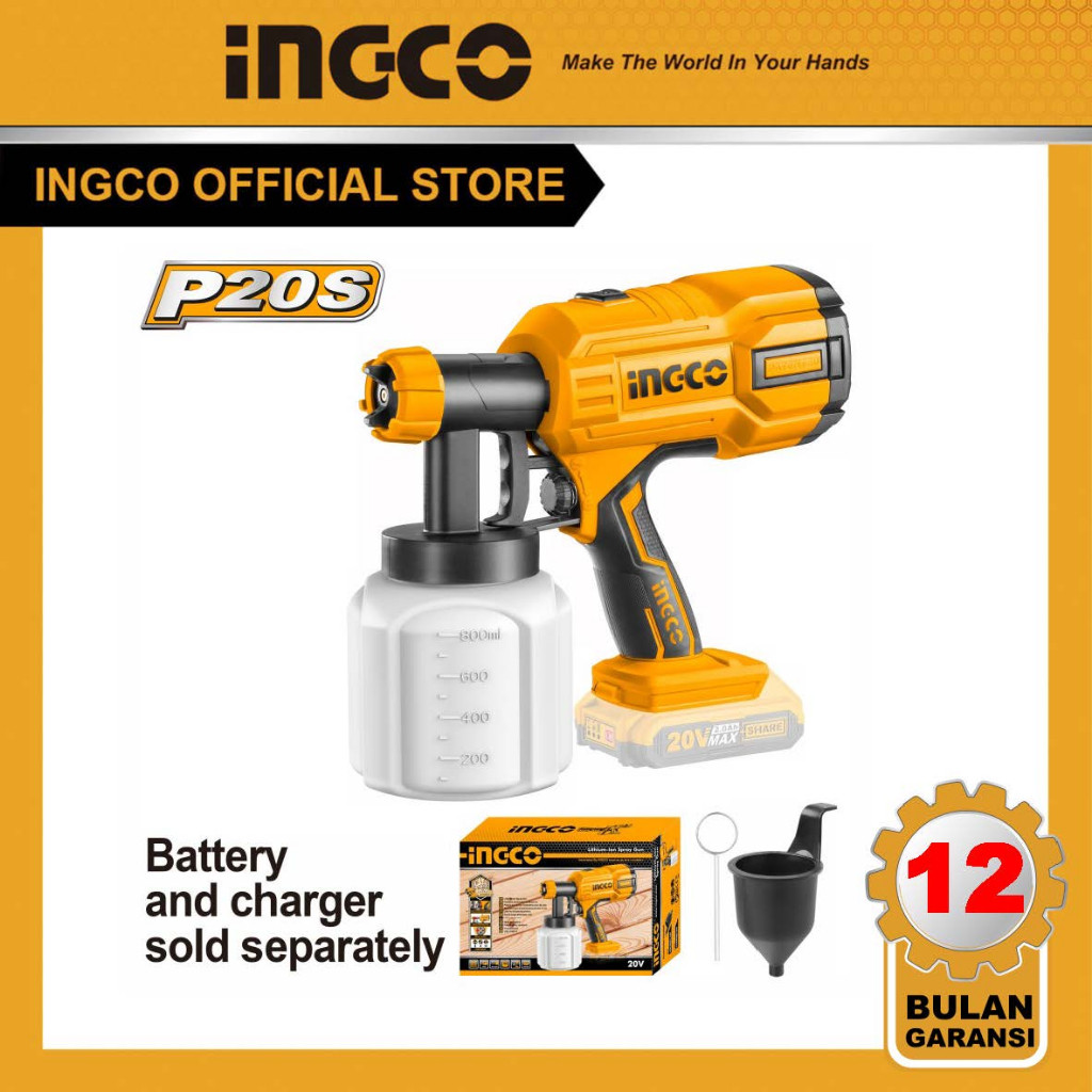 SPRAY GUN BATERAI CORDLESS 20V UNIT ONLY INGCO CSGLI2001