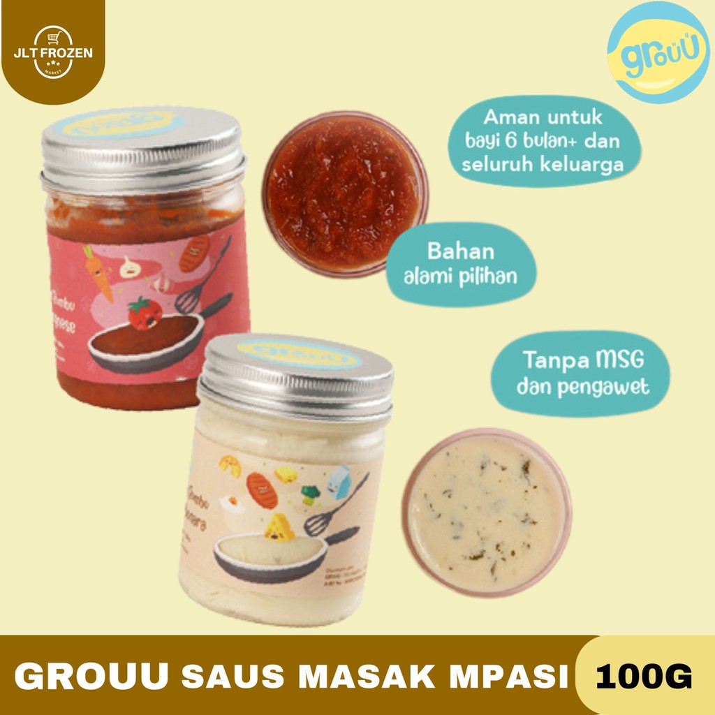

Grouu Saus Masak MPASI 100g / Bumbu Saus Bolognese / Bumbu Saus Carbonara / Refill (Pouch) / No MSG / Bumbu Alami / Untuk Anak