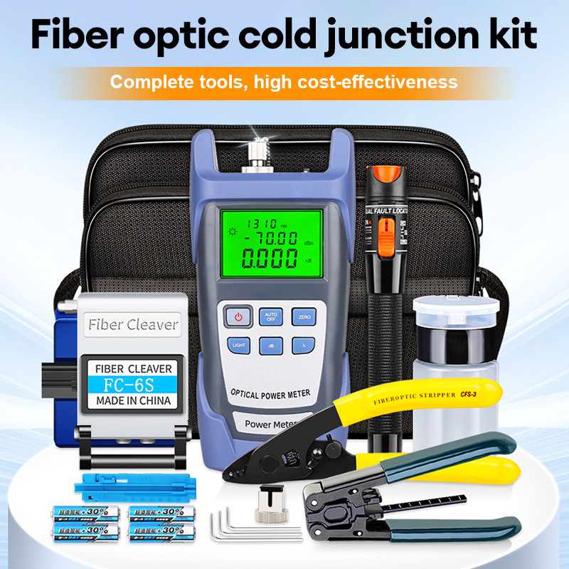 Set Alat Penyambungan Dingin Serat Optik Kotak Peralatan Penyambung Fusi Pengukur Daya Optik Set Pis