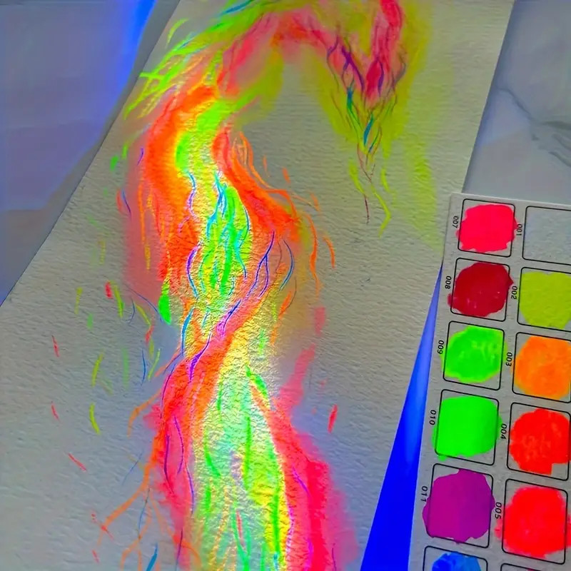 

12 Fluorescent Color Solid Watercolor Pigment Portable Neon Watercolor Pigment Hand-painted Art Pigment Fluorescent Pigment Art