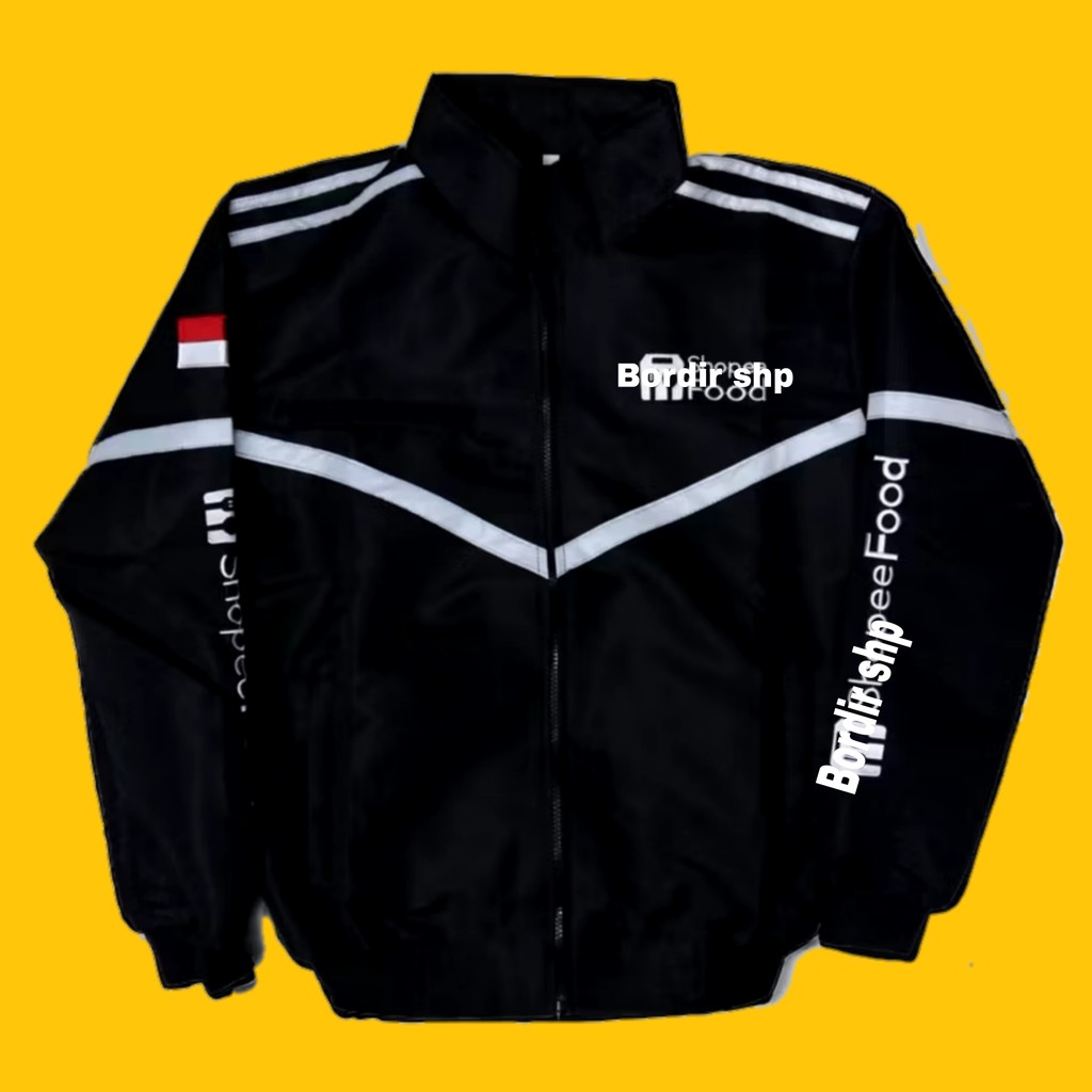Jaket bomber hitam ojek online / jaket shp food hitam / driver ojol / jaket motor pria Termurah Full