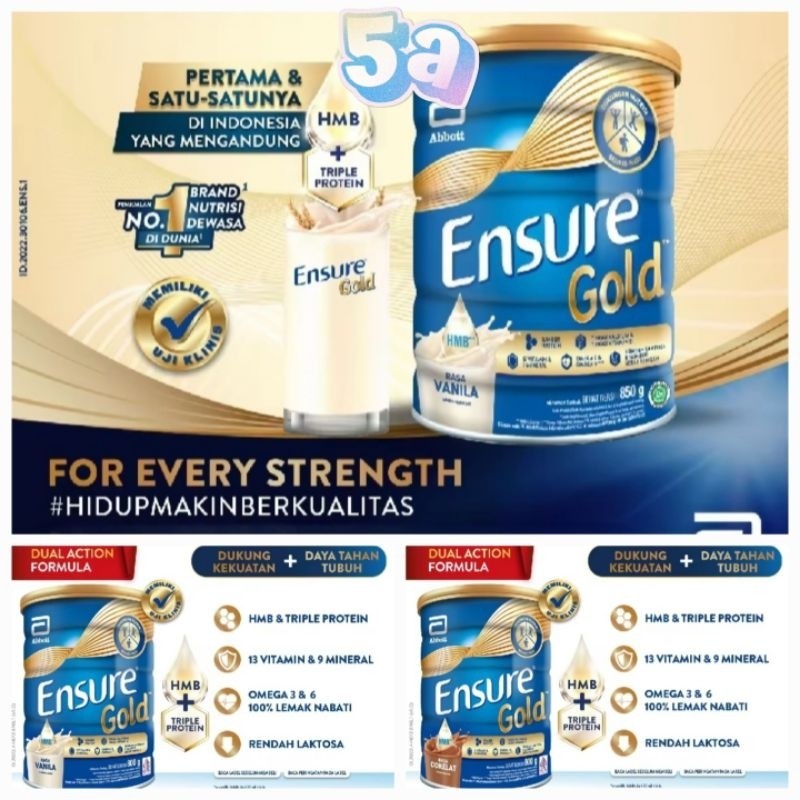 

New Ensure Gold HMB Vanila Coklat 800 gr - Nutrisi Dewasa Susu EnsurePremium