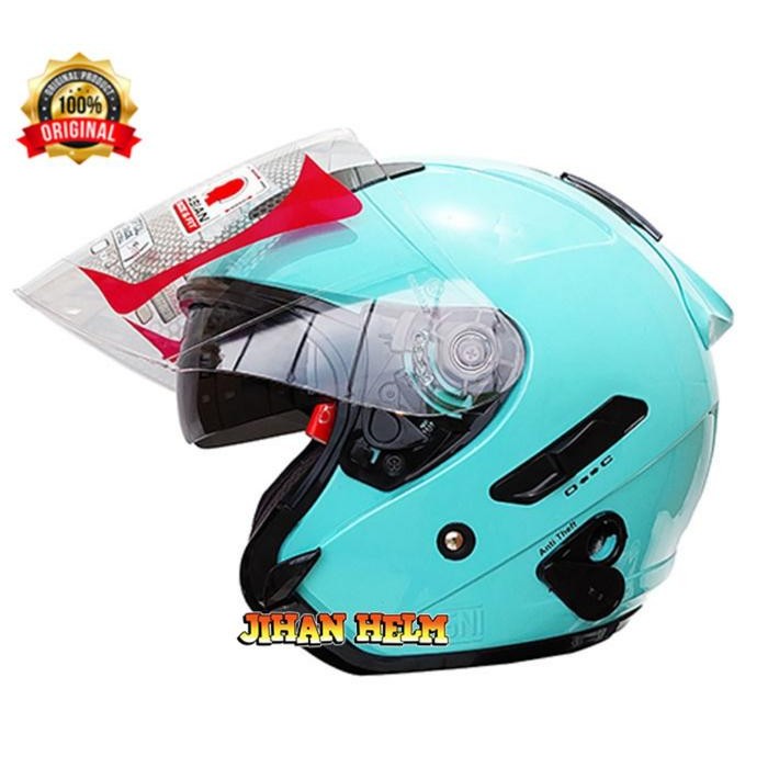 Helm / Helm Kyt / Helm Kyt Galaxy Black Doff Terbaru - Aqua blue, M