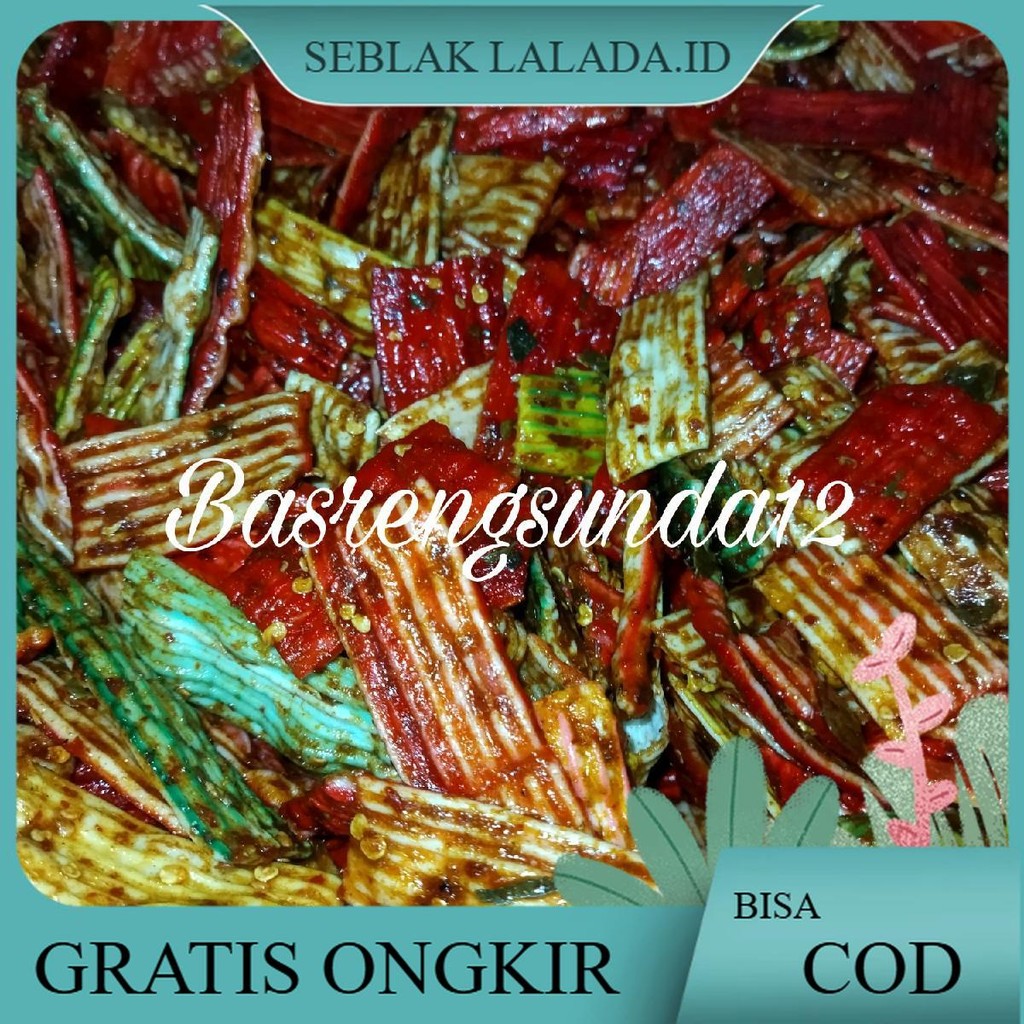 

500Gr Makanan Instan SEBLAK KERUPUK SISIR WARNA WARNI PEDAS DAUN JERUK Cemilan Keripik Kering Snacks Food