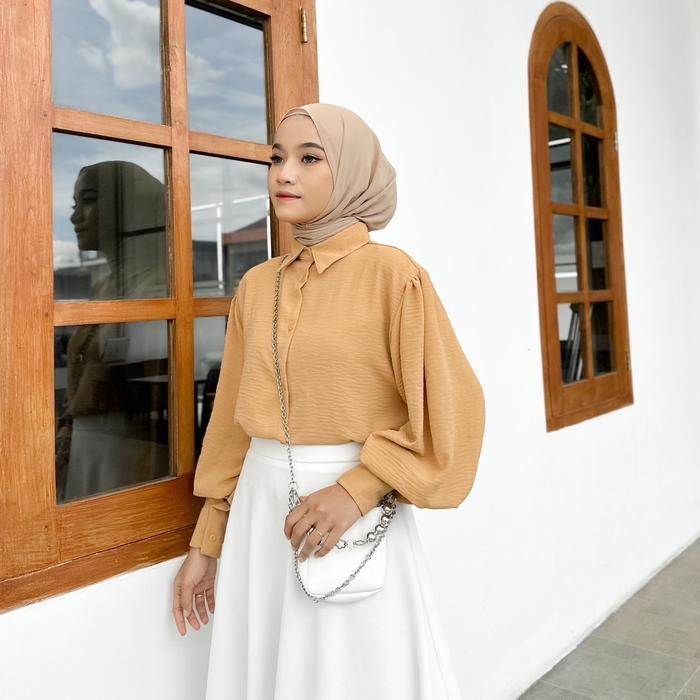 "S.LN.S" - SALE PEVITA PUFFY BLOUSE CRINKLE - Honey cream