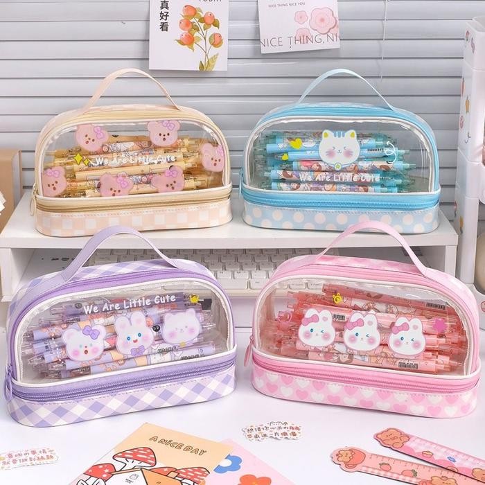 

Kotak Pensil Anak Korea Susun Besar Tempat Pensil Pouch Sekolah Cewek - Beruang Catur Pink