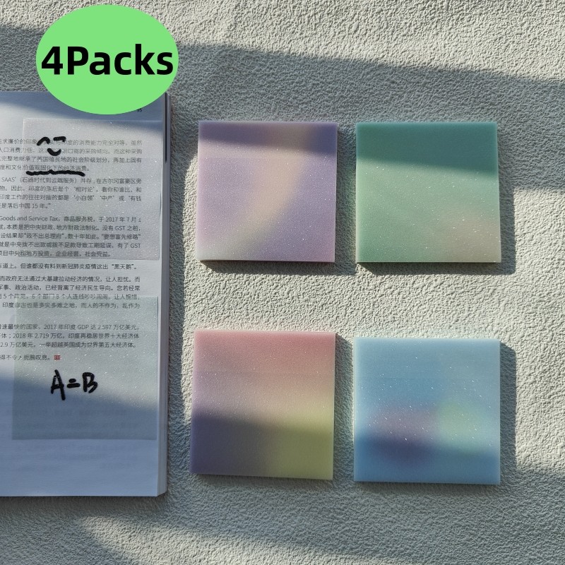 

KindFuny 4Packs Transparent Sticky Notes Memo Pad 76mm*76mm Bookmark Marker Memo Sticker Paper Office School Supplies
