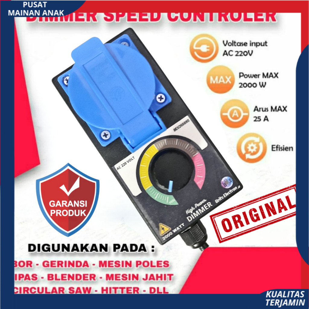 Dimmer AC 2000Watt Pengatur Kecepatan Gerinda Mesin Bor Dinamo Lampu Bohlam Pompa Dimmer SCR PMA