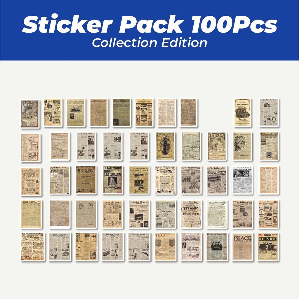 

Hot Stiker Vintage Newspaper Lucu Anti Air Stikers Berperekat Waterproof Sticker Decal Buat Motor Helm Buku Journal Koper Casing HP Laptop Botol Minum