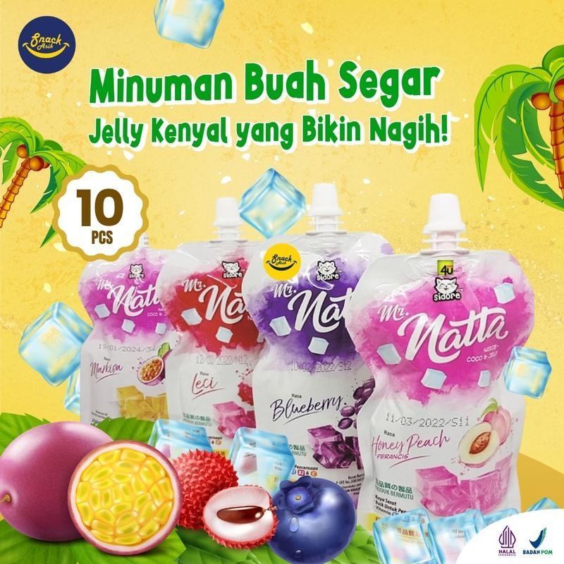

10 PCS MR.NATTA (minuman Nata de coco dengan Jelly) 126ml Minuman Enak Menyegarkan Susu