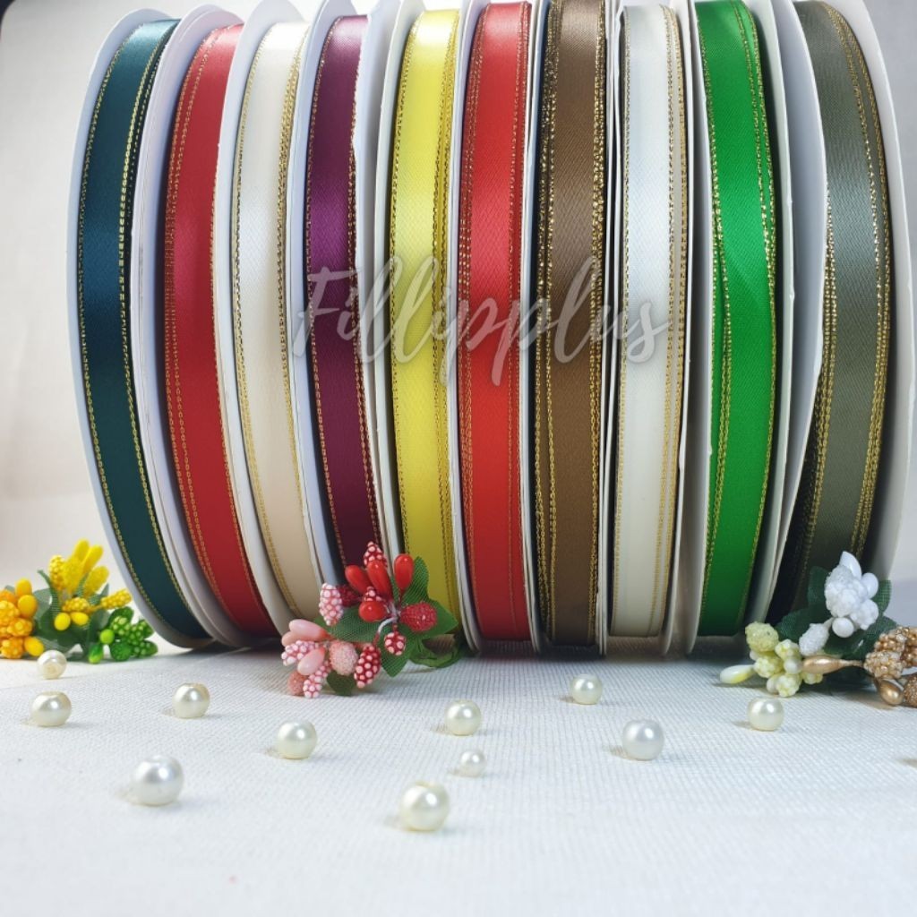 

1 Yard - 0.9 Cm Double Satin List Emas / Satin List Emas 1 cm | Pita Double Satin List Emas