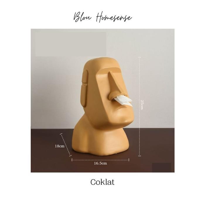 Blou Moai Kepala Batu Tissue Box Kotak Tissue Unik insp Moai Statue - Putih