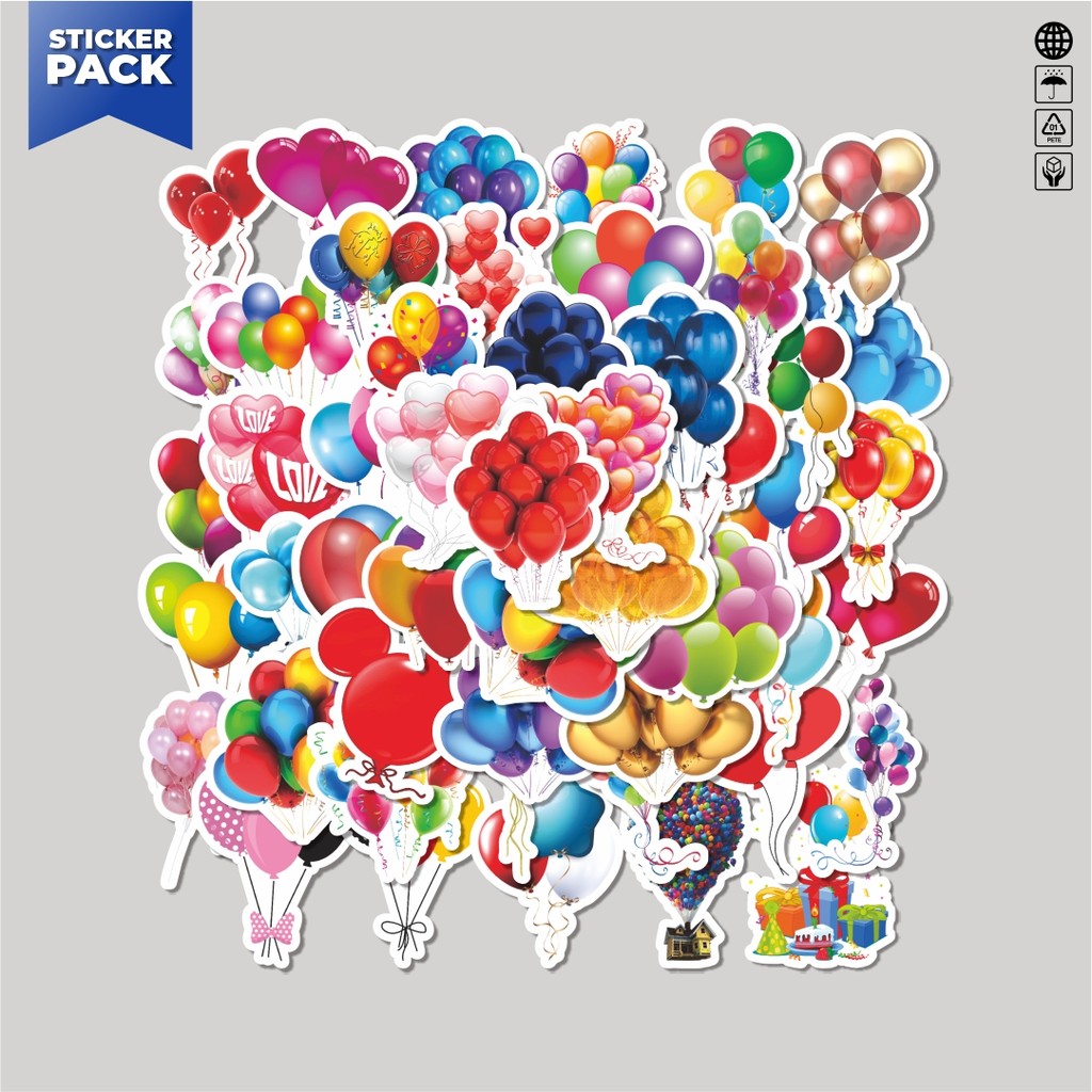 

[100PCS]Stiker Pack Stiker Funny Balloon [Balon Lucu] Aesthetic Vinyl Anti Air Dekorasi Sticker Laptop Buku Journal Koper Helm Casing HP Gitar Helm Skateboard