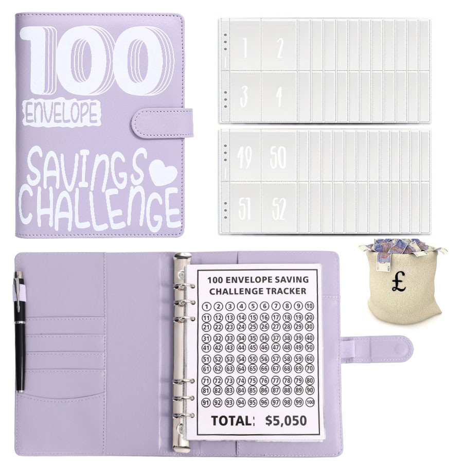 

100 Envelope Challenge Binder Save Savings Challenges Loose-Leaf Binder Budget Binder With Cash Envelopes Money Organizer System
