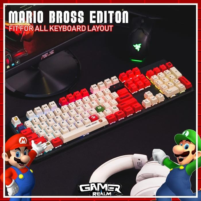 Keycaps Super Mario Bros PBT Dyesub for Mechanical Gaming Keyboard