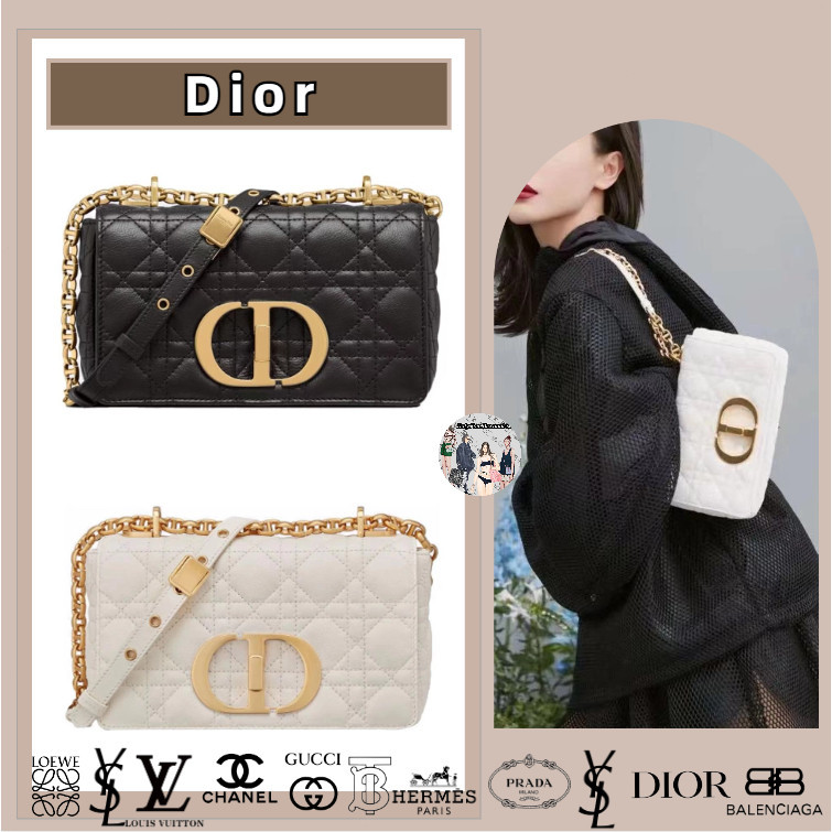 Dior / Tas Model Caro Kecil / Sash yang Dapat Disesuaikan / Kulit sapi Asli / Tas Bahu Miring / Tas 