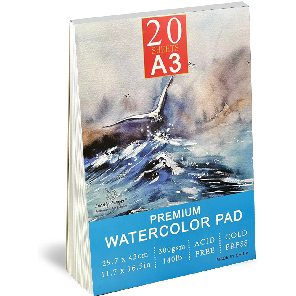 

A5/A4/A3 Watercolor Paper Pad, 140lb/300gsm, 20 Sheets, Cold-Pressed, Acid-Free, Artist Painting Paper for Watercolor Painting