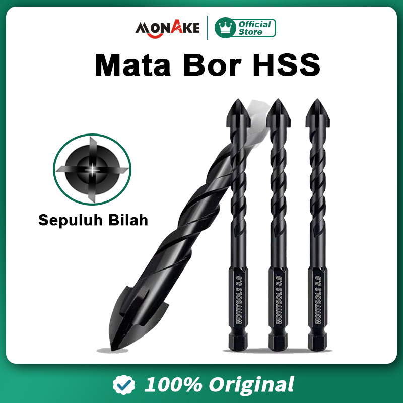 MONAKE Alat Jerman Mata Bor Silang 5-12MM multifungsi black cross head Mata Bor Cross Drill Bit Hex 