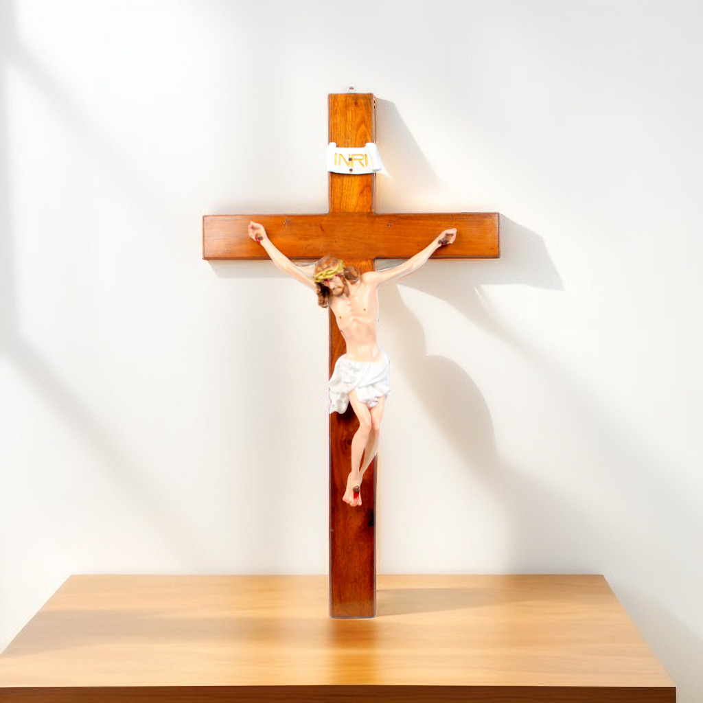 SALIB GANTUNG KATOLIK 80 CM / SALIB DINDING KATOLIK UKURAN BESAR / SALIB YESUS / SALIB KAYU JUMBO