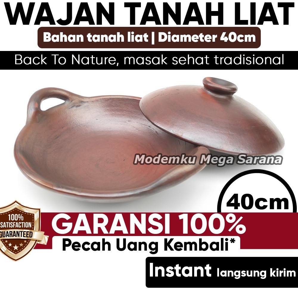 Pawon Gerabah | Wajan Tanah Liat Gerabah Wajan Tradisional - Diameter 40 cm
