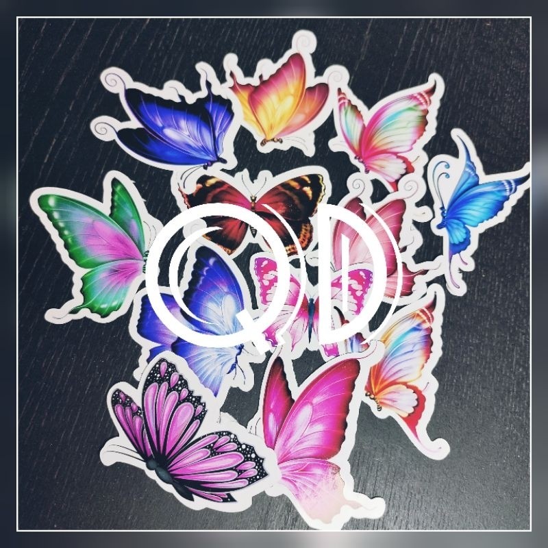 

iSi 12 Pcs Stiker Kertas Kupu Kupu Warna Sticker Glossy Stiker Murah