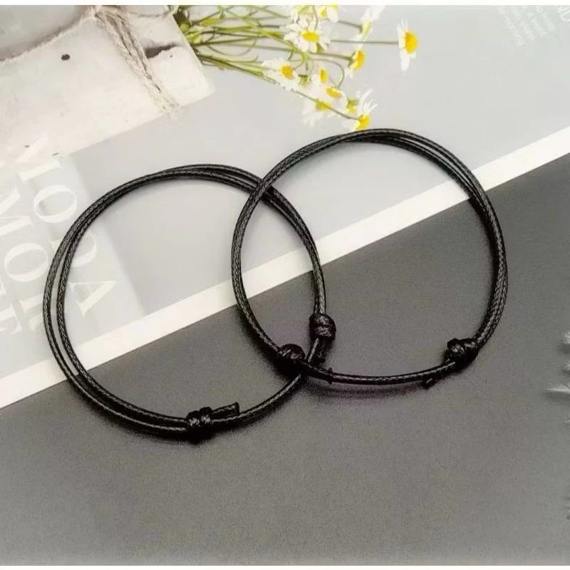 ( Grosir ) GELANG TANGAN TALI HITAM POLOS 2MM