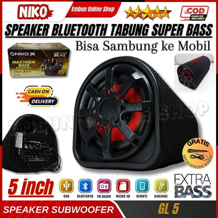 Speaker Bluetooth Niko GL 5 Extra Bass | Speaker 5 Inch Bisa Di Sambung Ke Aki Speker Aktif / Subwoo