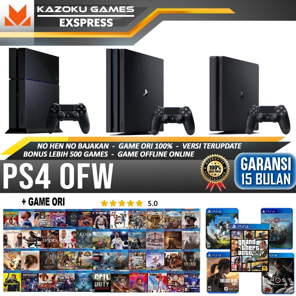 PS4 PRO/SLIM/FAT 500GB 1TB FULL GAME ONLINE GARANSI 15 BULAN - GAMES PERMANENT, FAT 1