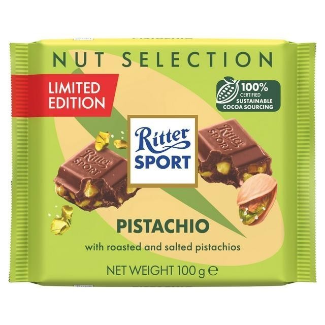 

RITTER SPORT Chocolate with Roasted and Salted Pistachio 100gram Limited Edition asal Eropa