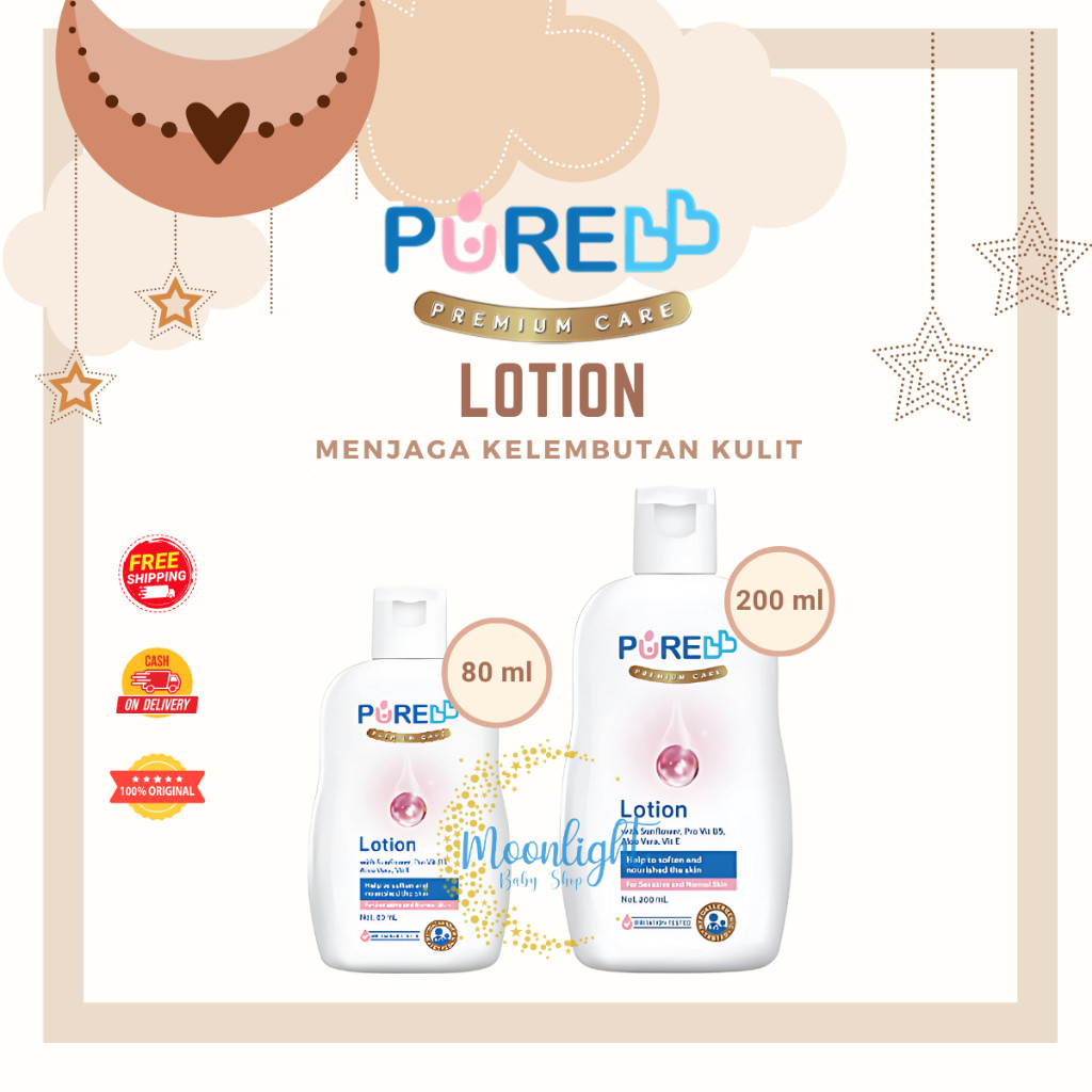 Pure Baby Lotion 80 ml 200ml Pelembab Kulit Bayi Sensitif PURE BB