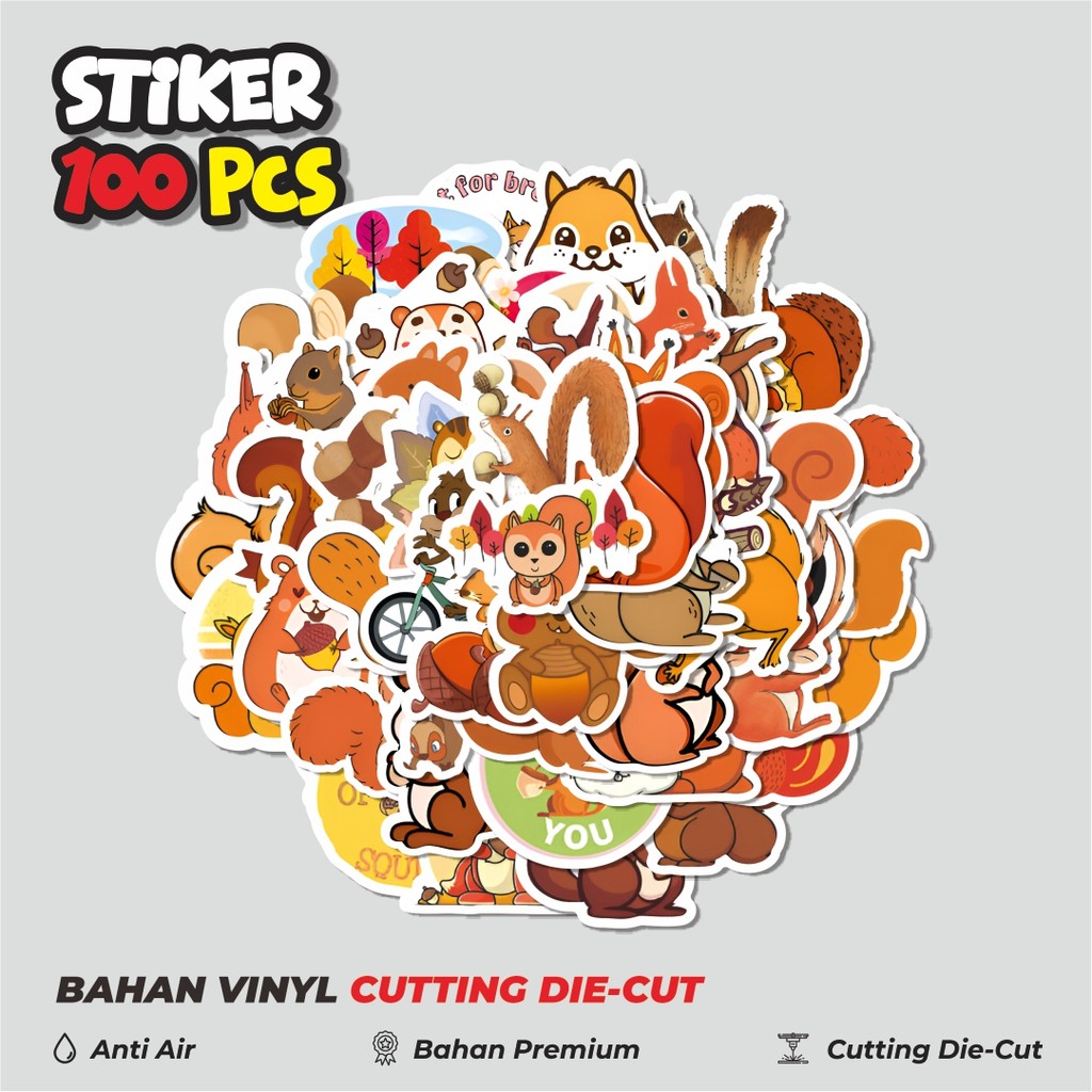 

Terbaru! 50 pcs Stiker Hewan Squirel [Tupai] Dekorasi Lucu Kreatif untuk Notebook, Skateboard, HP