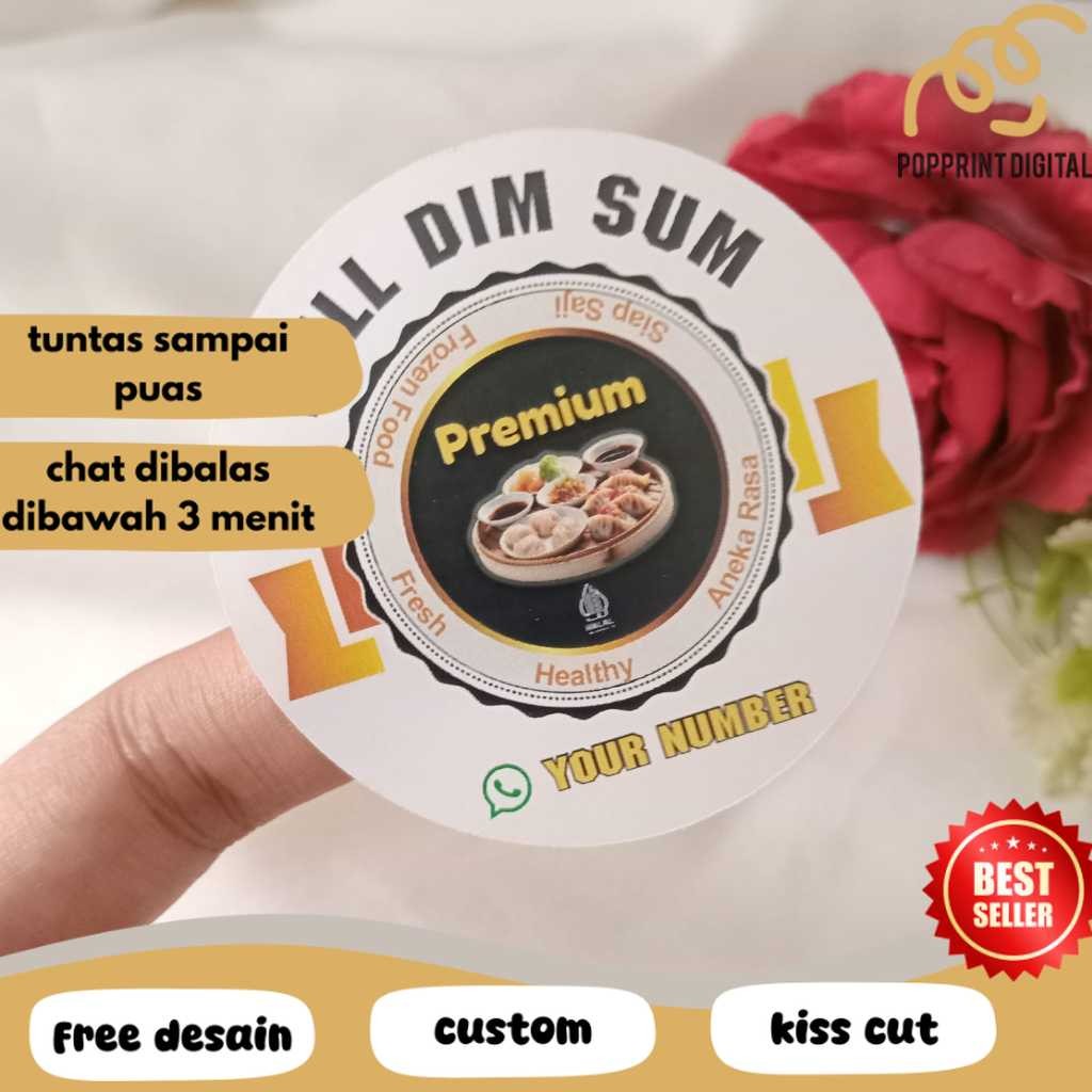 

PpD 2-4 Sticker Label Bulat Dimsum Stiker Makanan Free Desain Dimsum Custom Chromo Uk.Kecil