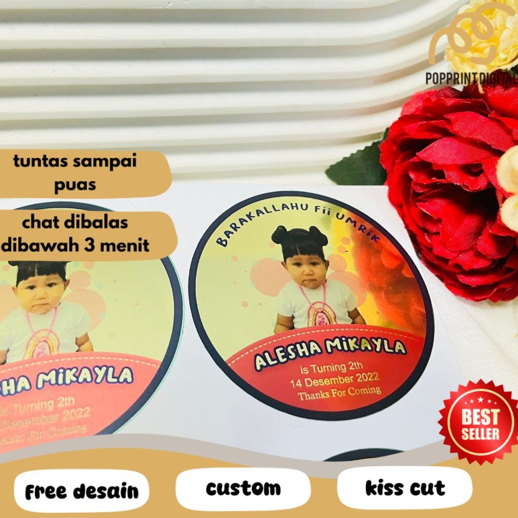 

PpD 5-8 Stiker Gold/Silver Ulang Tahun Anak Sticker Label Undangan Happy Birthday Uk.Sedang