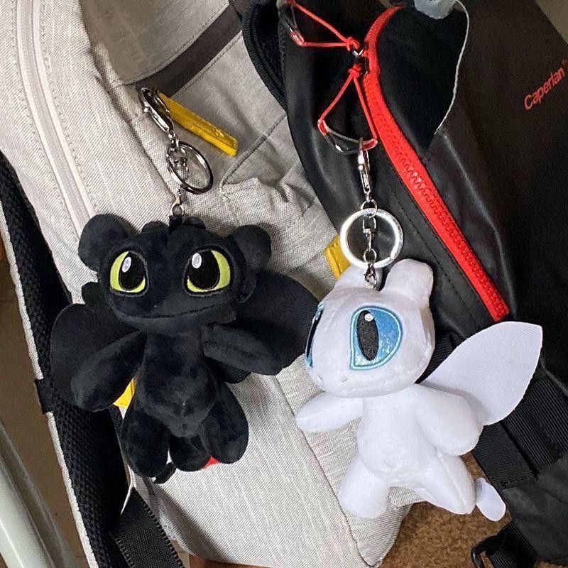 Kawaii Cartoon Toothless Plush Toys Keychain Anime Light Fury Backpack Pendant Doll Accessories Coup