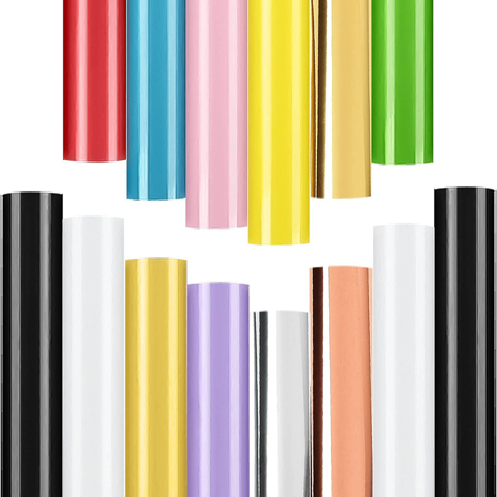 

12 Colors Permanent Adhesive Vinyl for Crafts Silhouette Expression Relief Making Sign Wall Cup Party Decoration