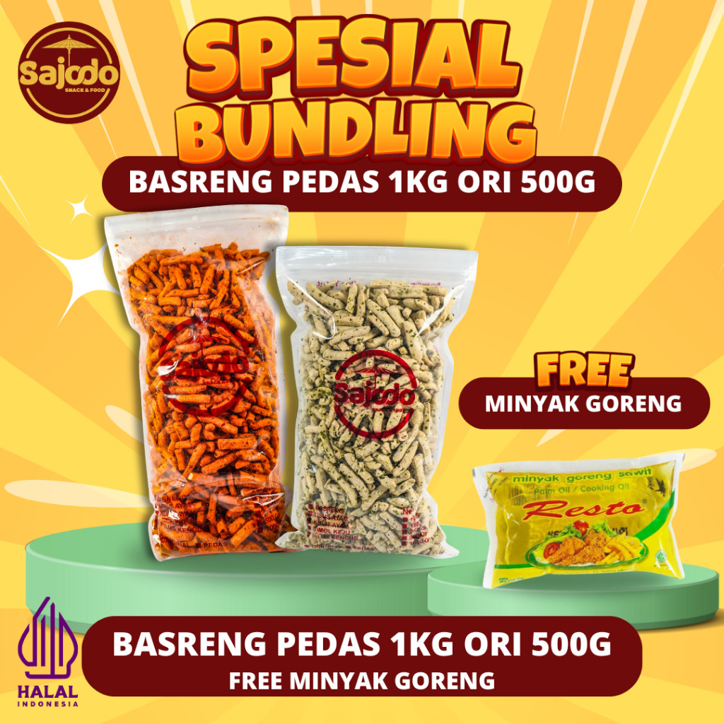 

[HEMAT 1,5KG] - Basreng 1,5kg + Minyak Goreng - Sajodo Snack & Food Pedas Makanan