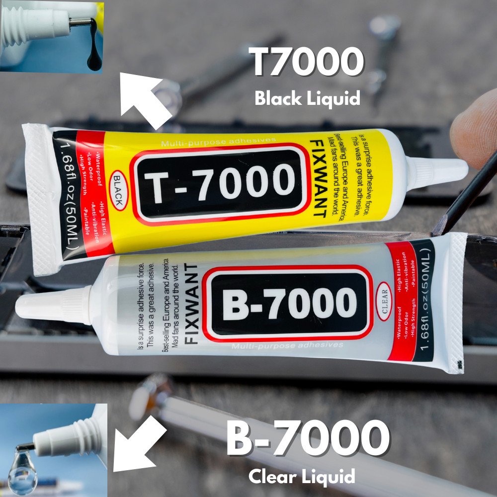 

B-7000 T-7000 Clear & Black Glue 15/50/110ml, Fast Drying Waterproof Resin Adhesive for Phone Screen Repair, Jewelry Craft