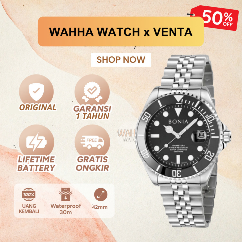 Jam Tangan Bonia Stainless Pria BONIA BNB10606 - Black Sapphire Automatic Limited Edition [BERGARANS