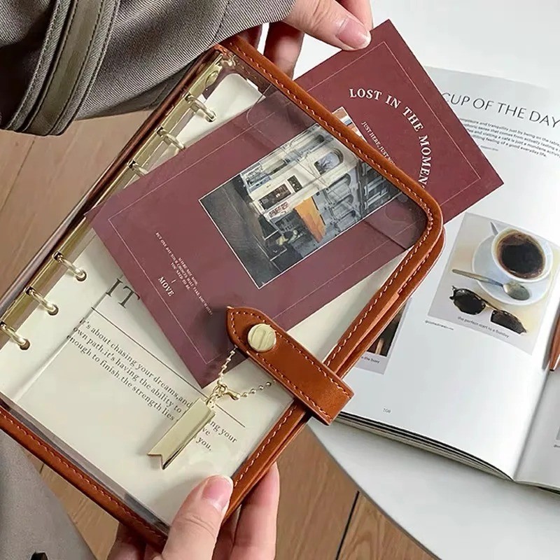 

C6/A5/A7 Korean Style Transparent Loose-leaf Notebook Removable Travel Business Planner Notepad Carry Around Diary Book