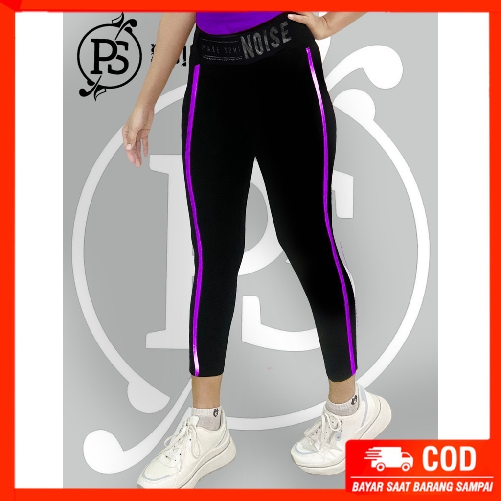 Pyursportwear - Legging 7 /8 Noise - Aerobic Hitam Muslimah, Stylish, dan Nyaman saat Berolahraga: I