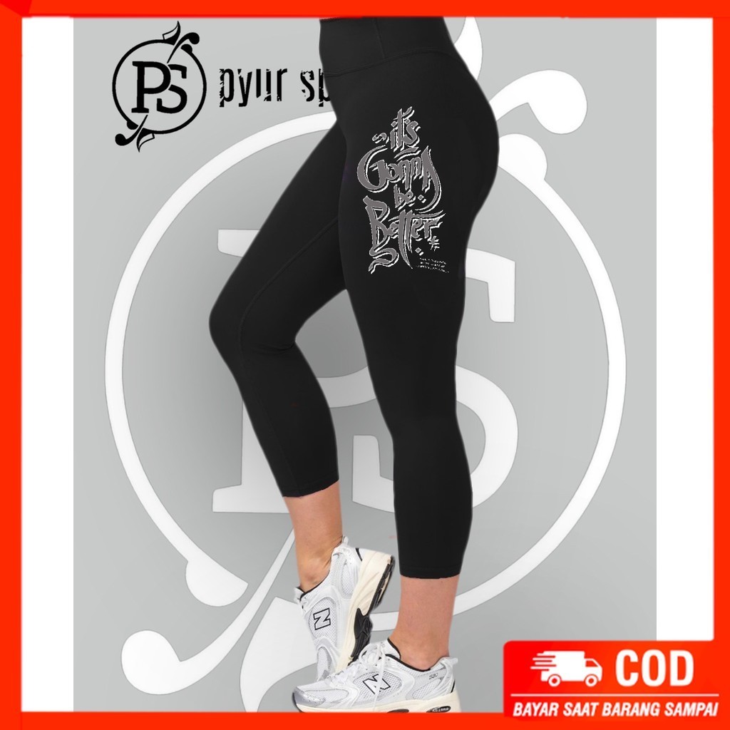 Pyursportwear - Legging 7 /8 Better - Aerobic Hitam Muslimah, Stylish, dan Nyaman saat Berolahraga: 