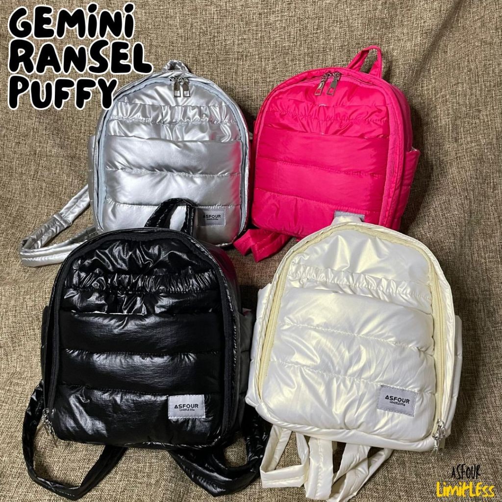 RAFATA Asfour Gemini Ransel Sekolah Puffy Bag Tas Parasut Hologram Anti Air Puffer Bumpy Tas Wanita 