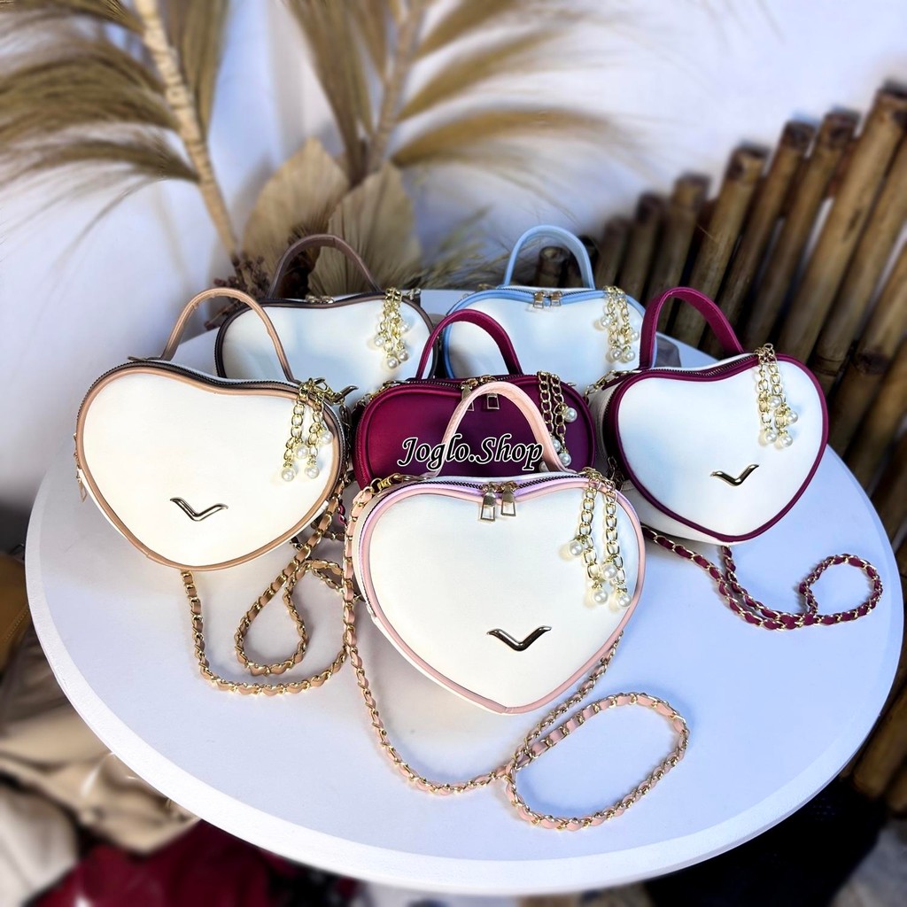 Amanda Tas Selempang Wanita Bentuk Love / Tas Muat HP & Dompet