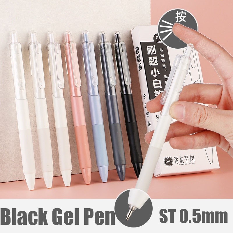 

5 Pcs ST Nib 0.5mm Gel Pen Black Refilable Ink Refills Smooth Writing Ink Pen Student Stationery Supplies art kawaii cute pens