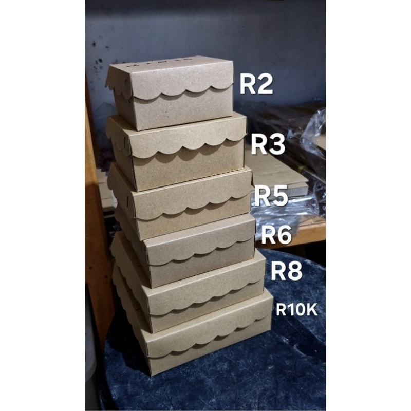Kotak Dus Kue/Nasi R2, R3, R5, R6, R8, R10K Renda Kraft Coklat Non-laminasi / Kardus Snack Kue / Box