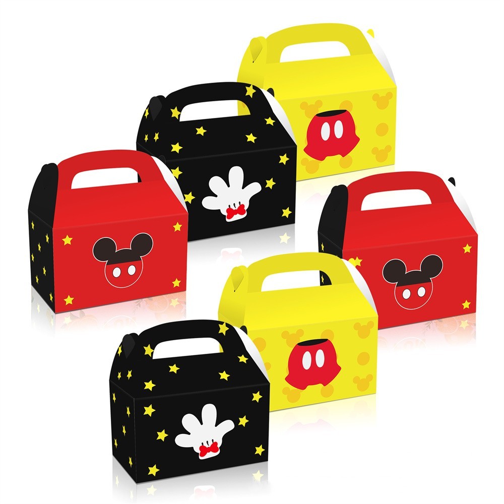 

12pcs Mickey Mouse Gift Box Kids Party Decorations Baby Shower Paper Cartoon Mickey Candy Boxes Boys Birthday Party Supplies