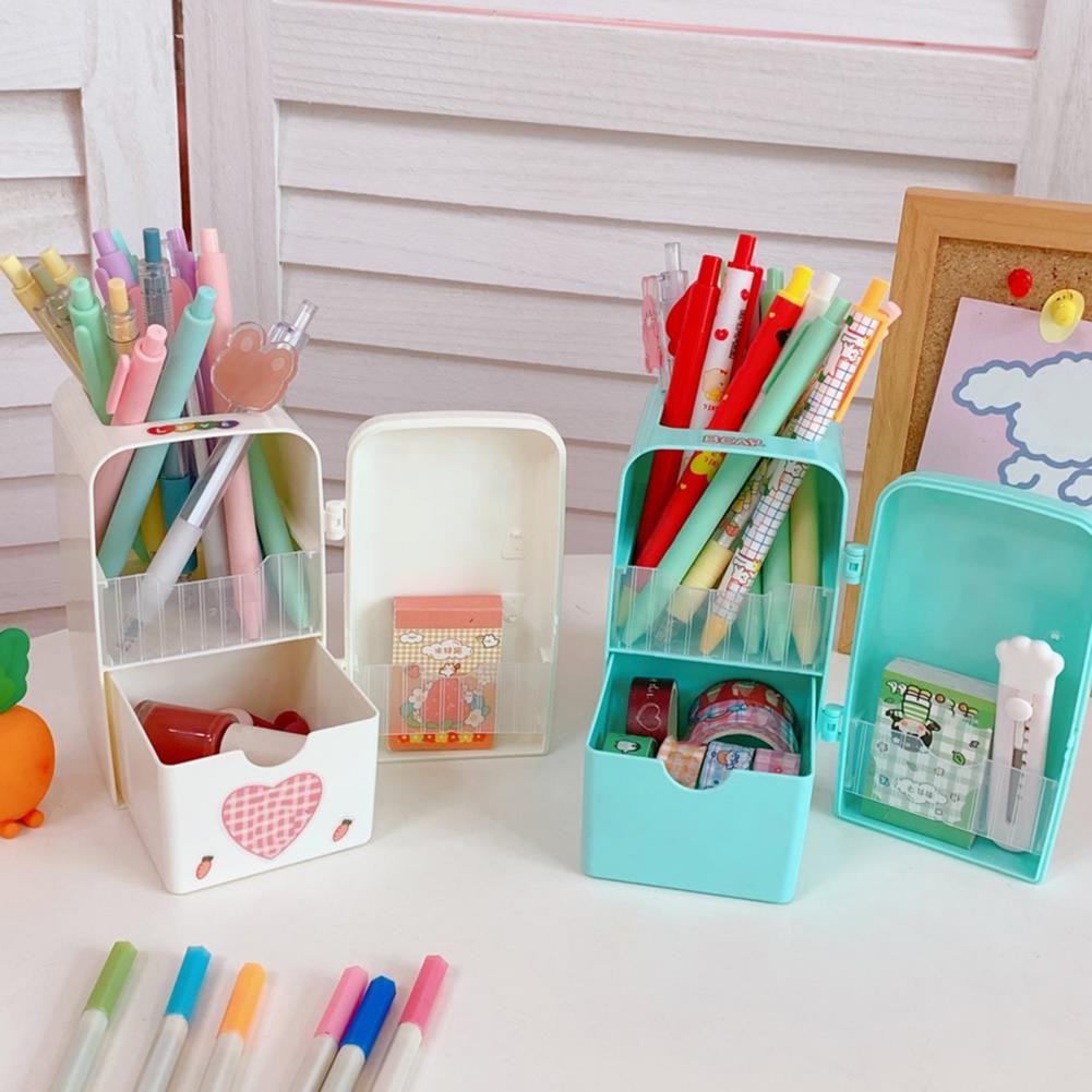

Lovely Pen Holder Creative Refrigerator Shape Large Capacity Makeup Brush Holder Fashion Pencil Cup for Students