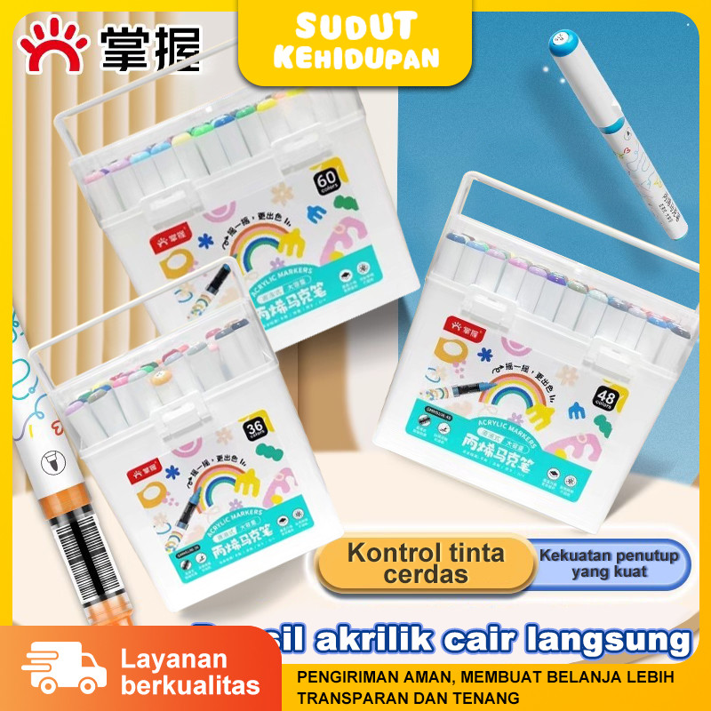 

Grasp Spidol Akrilik 60 Warna Sistem Cair Tahan Lama Kotak Standing Anti TemBus Kertas