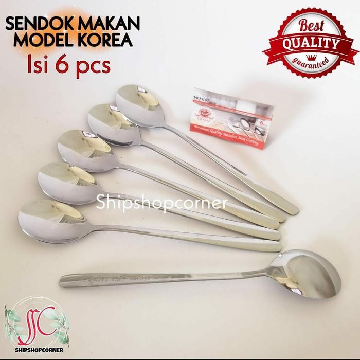 [Promo] sendok garpu makan stainless tebal model Korea isi 6 pcs - sendok, Homepro Premium