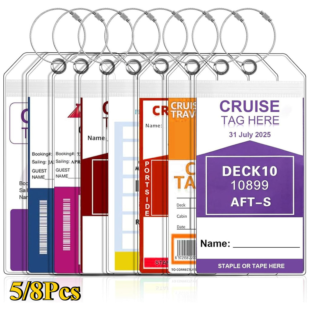 5/8-Pack Cruise Luggage Tag Holder can be Used for Carnival, NCL, MSC Cruises, Princess, and Royal C